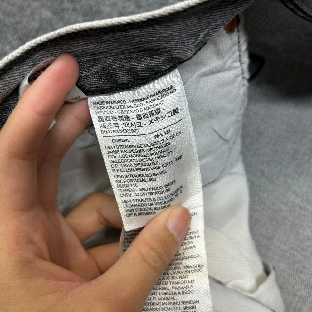 Levi's 501 Original Fit Jeans Men's 37X33 Gray Denim Straight Button Fly - Flaws